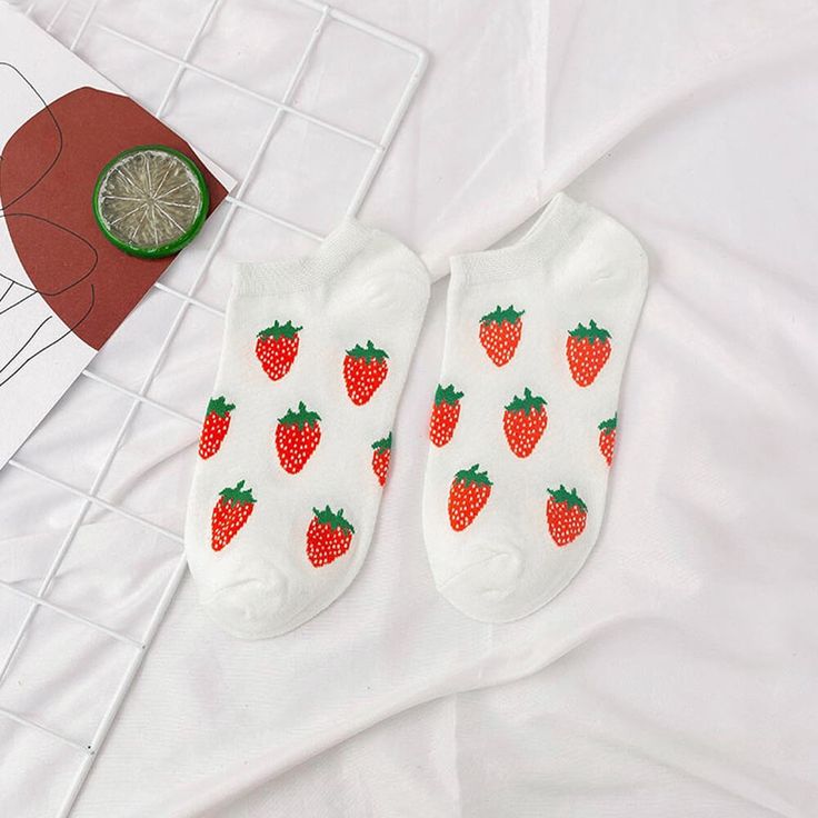 Show off your love for the delicious and nutritious strawberry with these Cute Strawberry Socks. Say goodbye to dull, ordinary footwear and hello to these cozy and stylish ankle socks featuring a charming white and pink strawberry design. Embrace the fruity goodness of these delightful socks and add a pop of color to your outfit. Why You'll Love It Fruity design: Gone are the days when you had to wear the same old school socks every day because this white milky and pink strawberry is the new tre Trendy Comfortable White Socks, Casual Summer Socks As Gift, Casual Summer Socks For Gifts, Casual Summer Socks For Gift, Sweet White Socks For Spring, Sweet White Summer Socks, Strawberry Socks, Fruity Design, School Socks