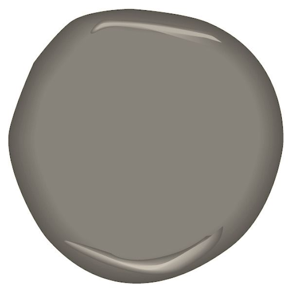 a close up of a gray paint with a white background and the color is dark brown