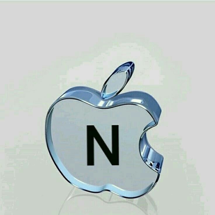 an apple logo with the letter n on it