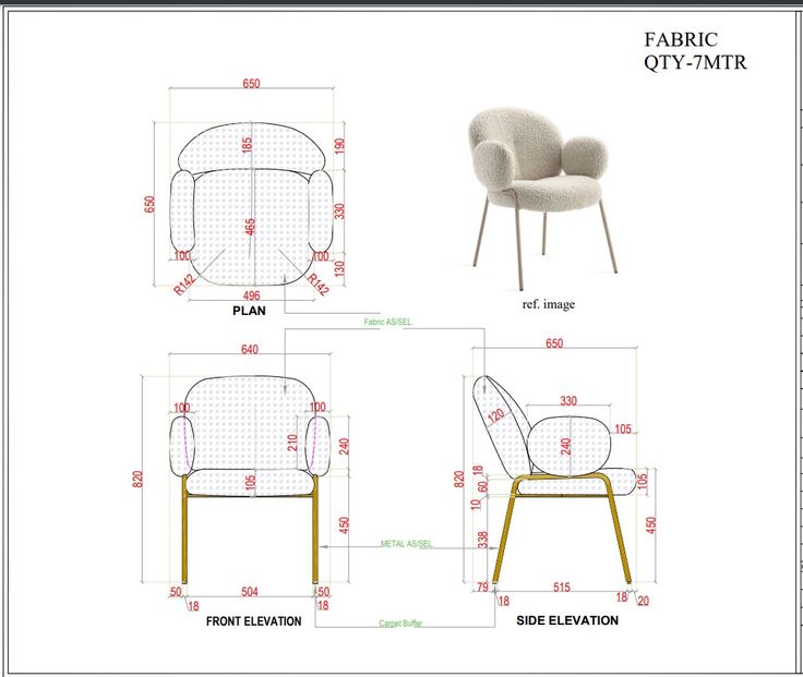 an image of a chair with measurements