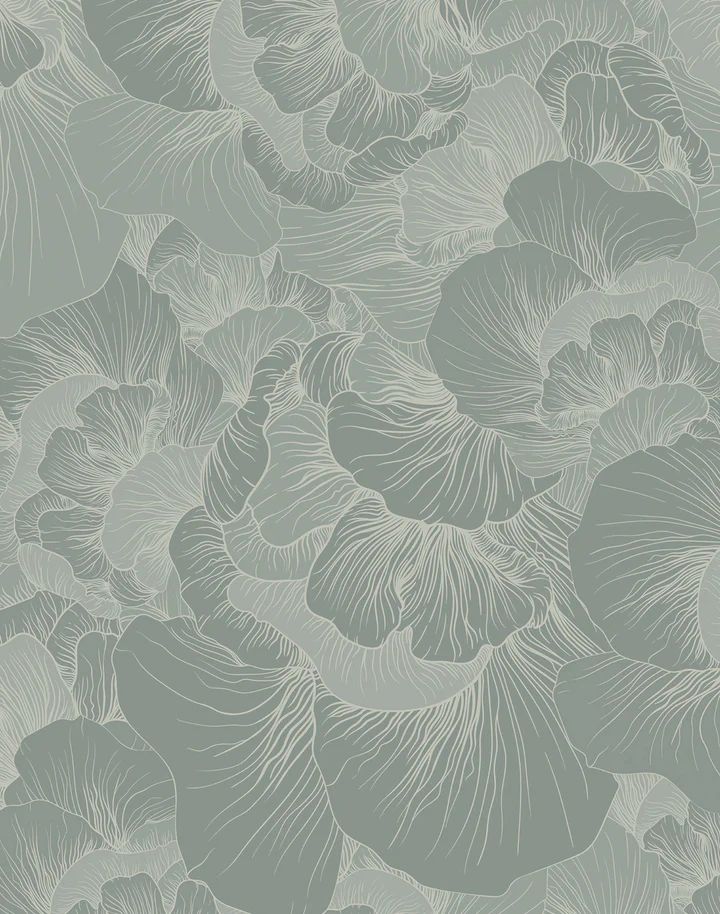 an abstract floral wallpaper design in grey and white