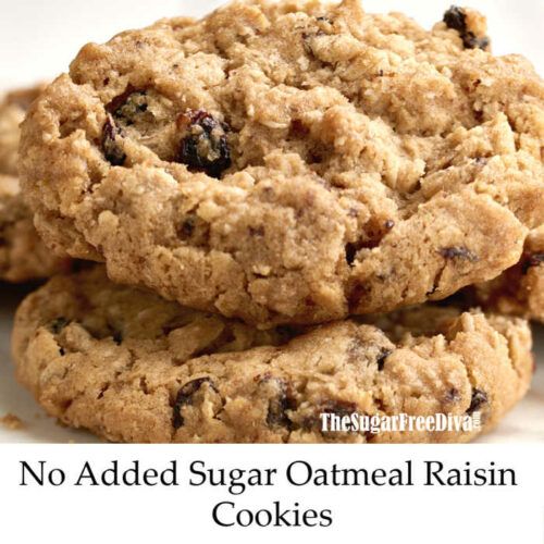 no added sugar oatmeal raisin cookies stacked on top of each other