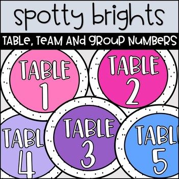 spoty brights table numbers and group numbers