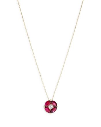 Bloomingdale's Ruby & Diamond Pendant Necklace in 14K Yellow Gold, 16- 100% Exclusive Red Fine Jewelry Necklace For Formal Occasions, Formal Yellow Gold Necklace With Ruby, Formal Red 14k Gold Necklace, Yellow Gold Necklace For Valentine's Day Formal Event, Formal Ruby Round Pendant Necklaces, Fine Jewelry Red 14k Gold Necklace, Red Briolette Necklace For Formal Occasions, Formal Ruby Round Pendant Necklace, Red 14k Gold Fine Jewelry Necklace