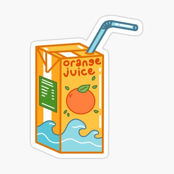 an orange juice carton sticker with a straw sticking out of it's side