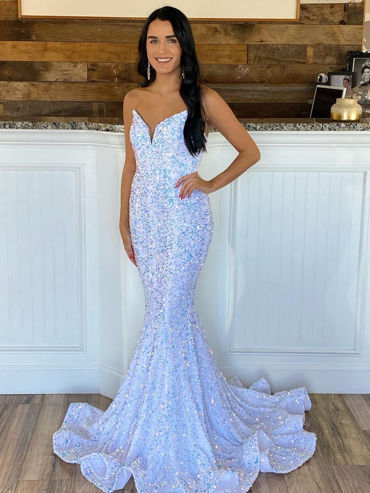 Lavender Prom Dress Long, Sequin Prom Dresses Mermaid, Lavender Prom Dresses, Long Mermaid Dress, Halter Evening Dress, Evening Dresses Uk, Strapless Prom Dress, Prom Dresses Long Mermaid, White Evening Dress