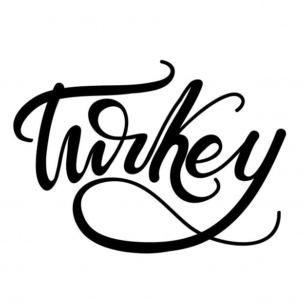 the word turkey written in black ink