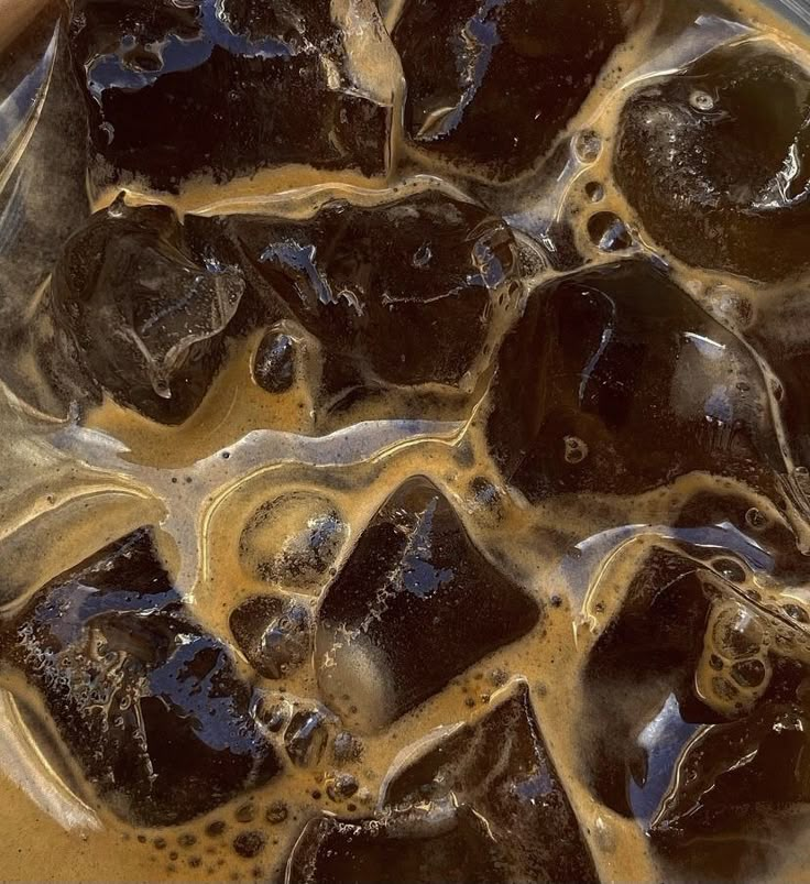 some ice cubes are sitting on top of liquid