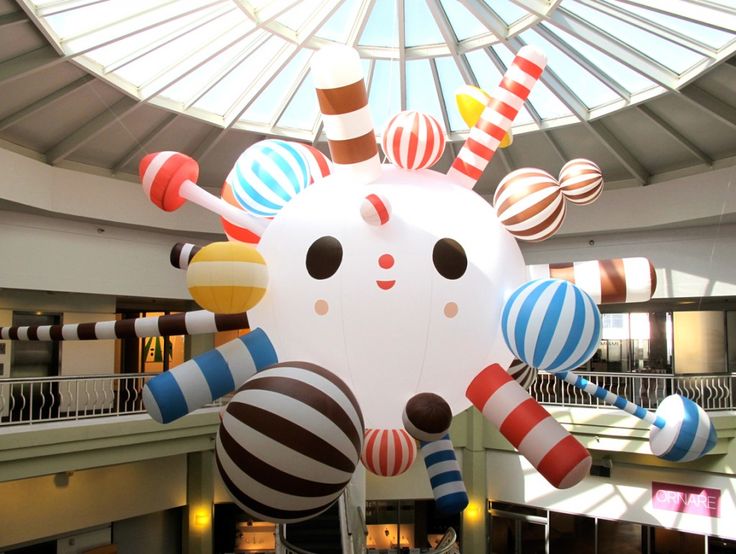 an inflatable balloon with many different designs on it