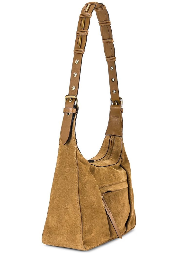 Suede exterior with twill lining Made in Tunisia Top zipper closure One main compartment Interior zipper pocket Front zipper pocket with leather pull and gold-tone metal Isabel Marant logo Detachable and adjustable leather shoulder strap All handbags and accessories are considered final sale and may not be returned or exchanged. PLEASE NOTE, ALL SALE ITEMS ARE FINAL SALE Luxury Shoulder Bag With Zipper Pocket For Errands, Travel Hobo Bag With Palladium Hardware In Crossbody Style, Travel Hobo Bag With Palladium Hardware, Crossbody, Travel Crossbody Hobo Bag With Palladium Hardware, Cognac Hobo Bag With Gold-tone Hardware For Travel, Cognac Shoulder Bag With Gold-tone Hardware For Errands, Cognac Shoulder Bag With Gold-tone Hardware, Cognac Crossbody Bag With Palladium Hardware, Crossbody Shoulder Bag With Palladium Hardware