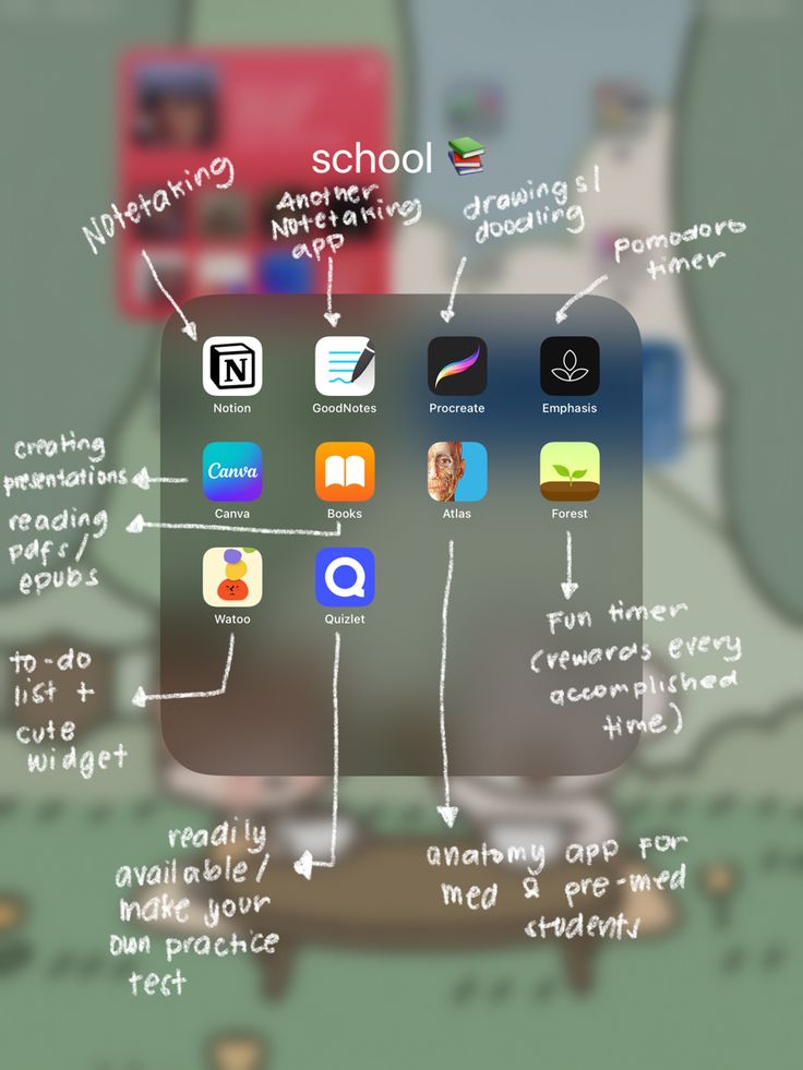 an iphone screen with the words school and other things on it's display area