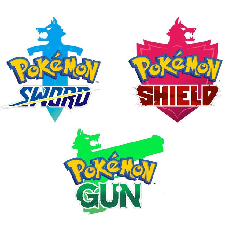 four different logos for the pokemon shield game