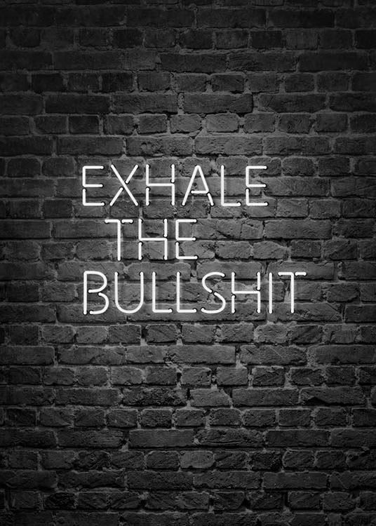 Exhale The Bullshit Poster Cheer Posters, Reading Posters, Perfect Gallery Wall, Paris Poster, Online Posters, Online Wall Art, Arte Popular, Trendy Wall Art, Neon Lights