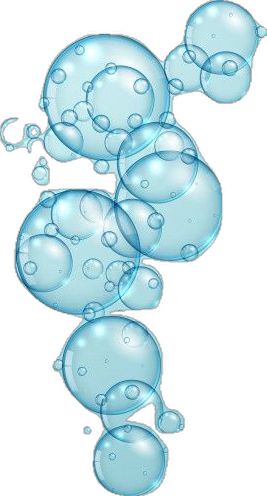 blue bubbles floating in the air on a white background