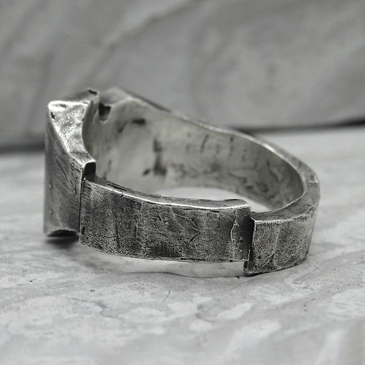 Project50g | Cascade ring- asymmetrical brutalist signet ring with solid silver texture – project50g Brutalist Oxidized Open Ring, Unique Hand-cast Open Signet Ring, Brutalist Style Open Ring Jewelry, Brutalist Hand Cast Open Ring, Brutalist Silver Hand Cast Rings, Unique Hand Forged Signet Ring, Hand Forged Sterling Silver Modernist Rings, Silver Brutalist Hand-cast Rings, Modernist Hand Forged Sterling Silver Rings