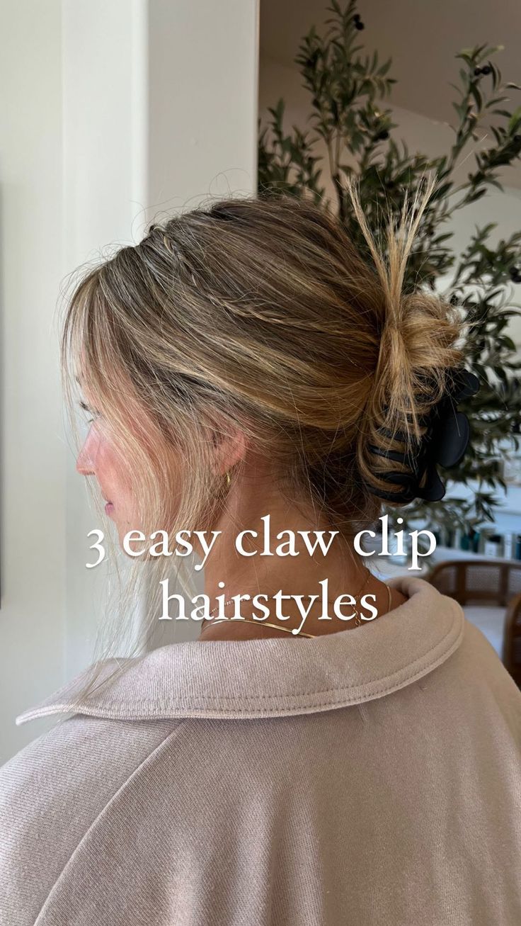 adison walker | hair stylist | 3 easy claw clip hairstyles!! save & try🤍 . . #utahhairstylist #clawcliphairstyle #clawcliptutorial | Instagram Loose Claw Clip Hairstyles, Easy Claw Clip Hairstyles Medium Hair, Easy Claw Clip Hairstyles, Heat Hairstyles, Claw Clip Ponytail, Claw Clip Hairstyles, Claw Clip Hairstyle, Clip Hairstyle, No Heat Hairstyles