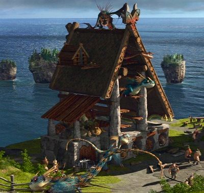 Dragon House Httyd House Design, How To Train Your Dragon House, Httyd Scenery, Httyd House, Dragons Riders Of Berk, Viking House, Thunder Dragon, Dragon House, Httyd Art