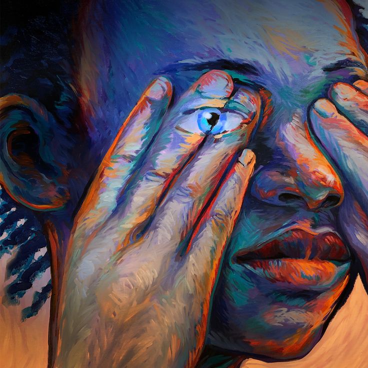 a painting of a woman holding her hands to her face with the words, the bluest eye