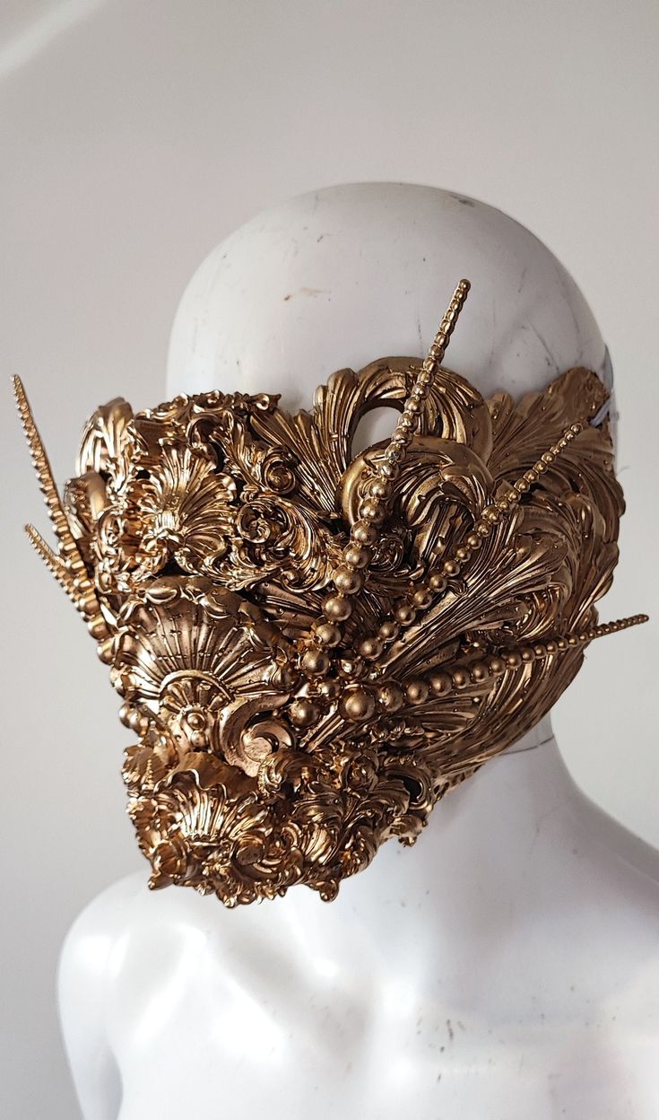 Face mask Baroque watermarks and golden angels Adjustable elastic link Ready to ship Other colors on request Blind Mask, Mask Gothic, Gothic Headpiece, Gothic Mask, Art Mask, Couture Mode, Mouth Mask, Adult Costumes, Jewelry And Accessories