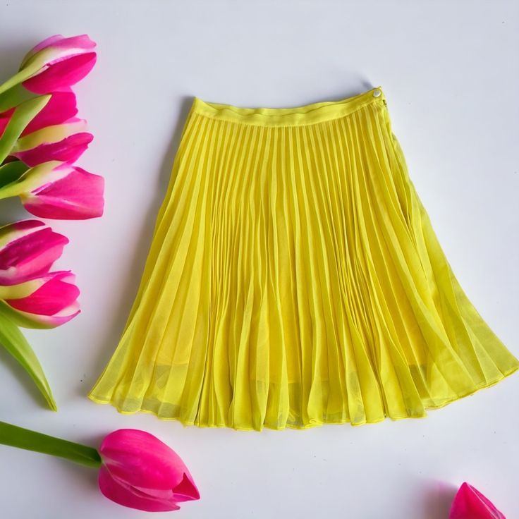 Anine Bing Lucy Skirt Pleated Chifon Yellow Skirt Color Meadowlark (Yellow) Size Small 100% Polyester Skirt Is New With Tags From Store Sample , Missing Care And Size Tag . Spring Pleated Flowy Mini Skirt, Yellow Pleated Party Bottoms, Yellow Flared Party Skirt, Yellow Flowy Skirt For Party, Yellow Full Lined Skirt, Yellow Flowy Pleated Midi Skirt, Chic Yellow Pleated Bottoms, Yellow Midi Skirt For Party, Spring Yellow Midi Pleated Skirt