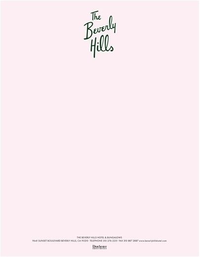 the beverly hello logo is shown on a pink background, with green lettering in black