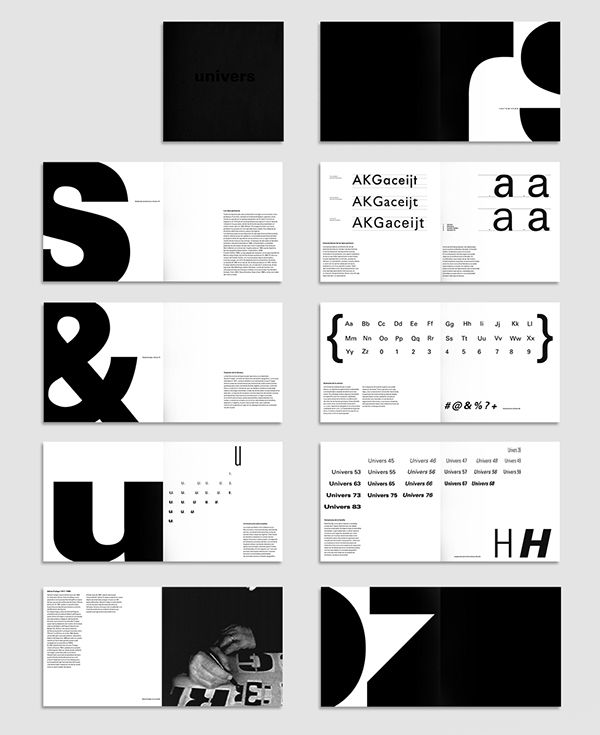 black and white brochures with different type of text on them, including the letter u