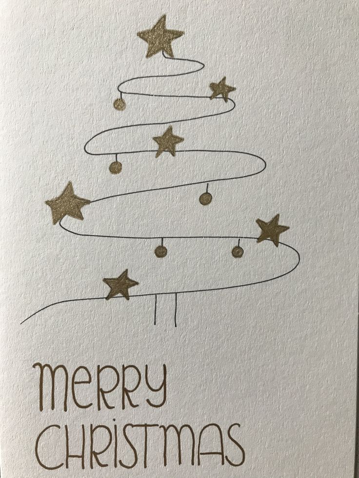 a card with a christmas tree drawn on it