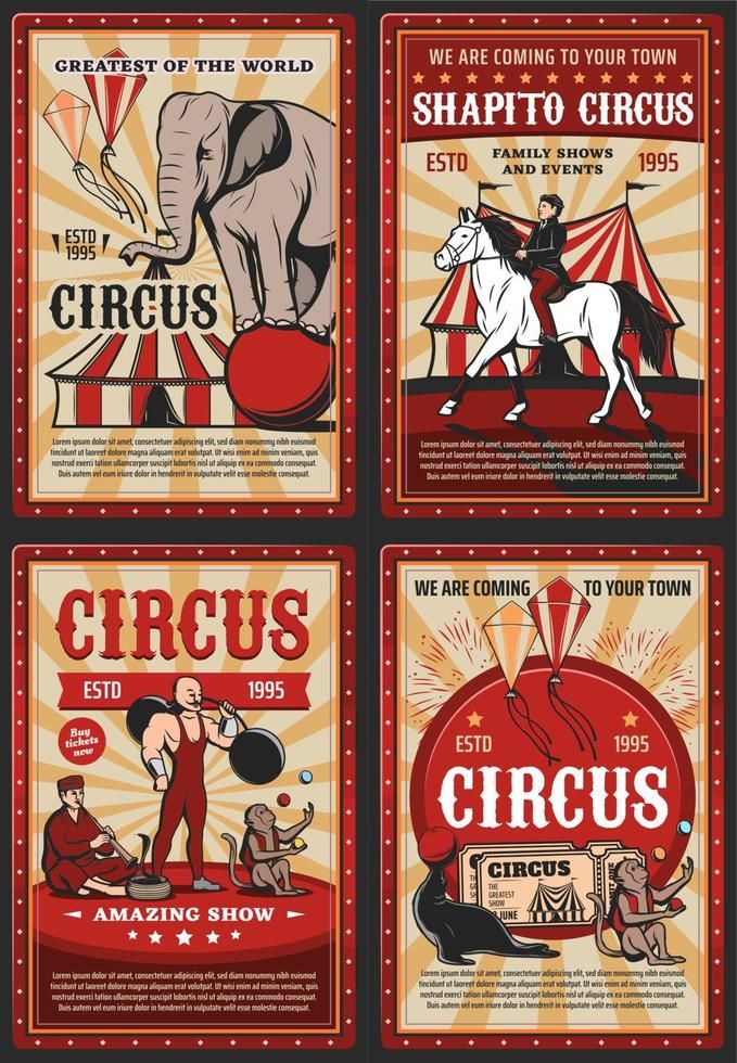 four circus flyers for the circus