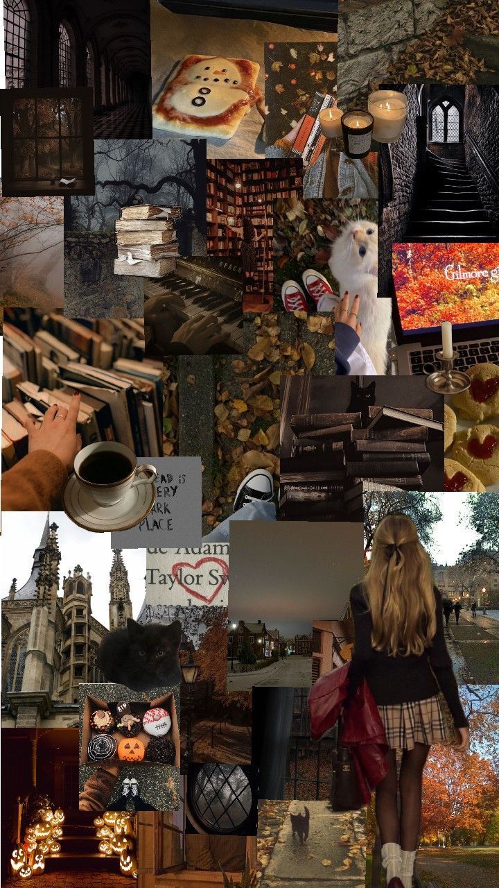 a collage of photos with various things in them including books, pictures and other items