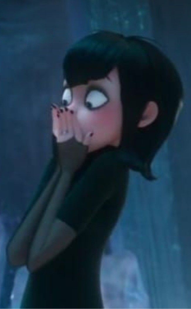 the animated character is holding her hand up to her face and looking into the distance