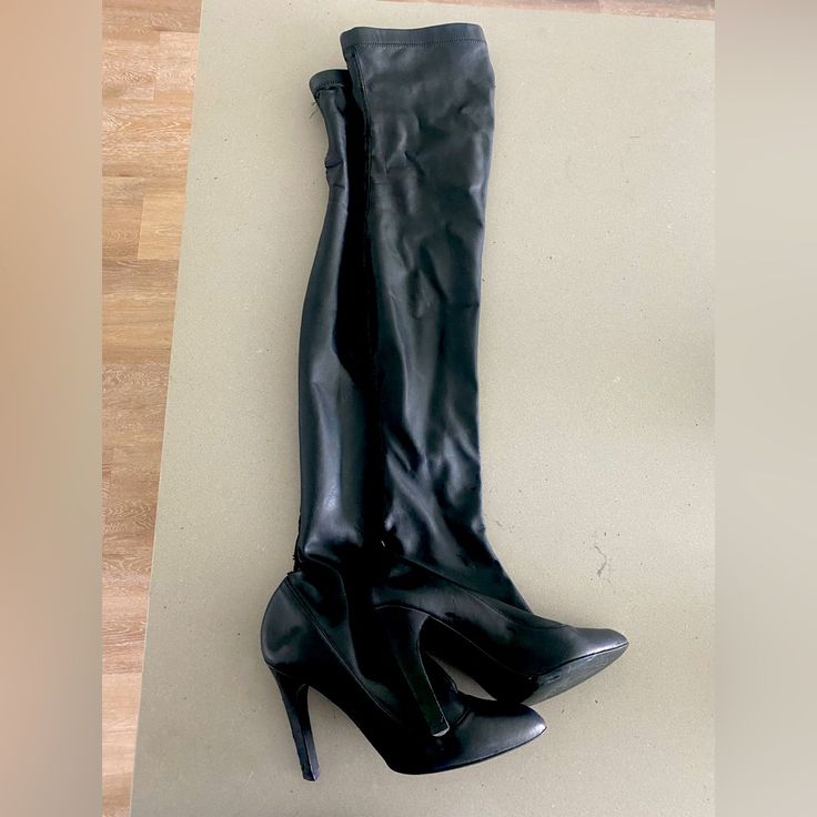 Stella Mccartney Over The Knee Black Leather Sock Boots. Well Loved & Used. Size 38 Leather Sock Boots, Stella Mccartney Shoes, Sock Boots, Over The Knee Boots, Over The Knee, Stella Mccartney, Knee Boots, The Knee, Black Leather