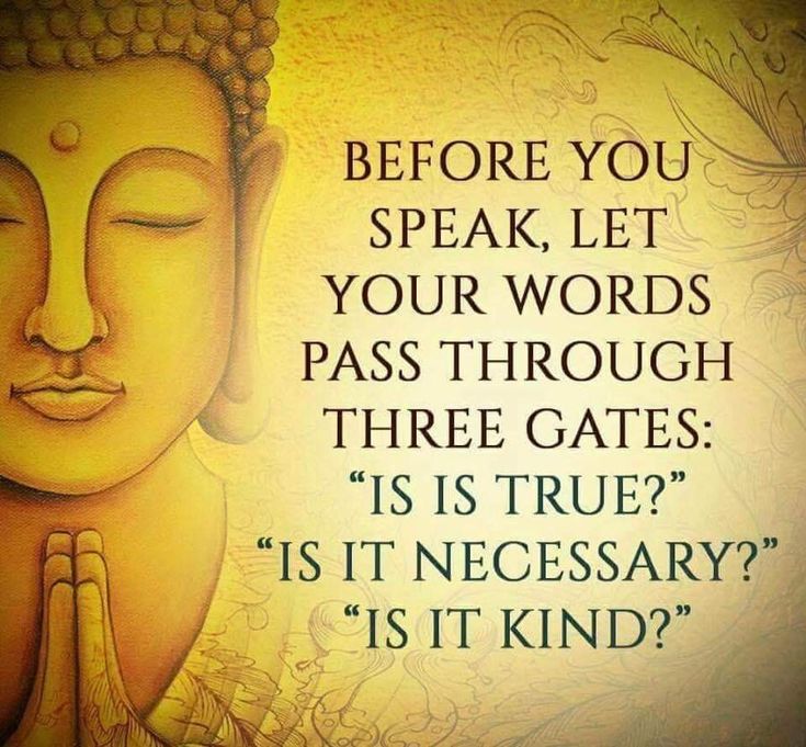 a buddha statue with the words good morning before you speak let your words pass through three gates