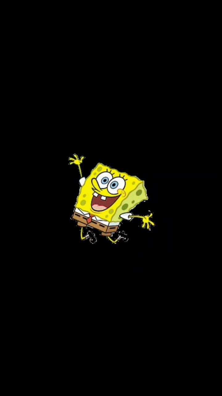 the spongebob character is running in the dark