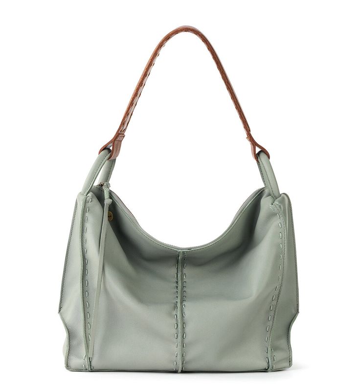 The Sak Los Feliz Hobo - |Dusty Meadow| Casual Textured Leather Hobo Bag For On-the-go, Casual Leather-lined Shoulder Hobo Bag, Casual Textured Leather Hobo Bag, Casual Leather-lined Crossbody Hobo Bag, Leather Hobo Shoulder Bag With Braided Handles, Casual Textured Leather Hobo Bag For Everyday Use, Casual Double-handled Leather Hobo Bag, Versatile Leather Satchel With Braided Handles, Versatile Leather Shoulder Bag With Braided Handles