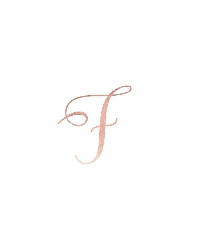 the letter f is shown in pink ink