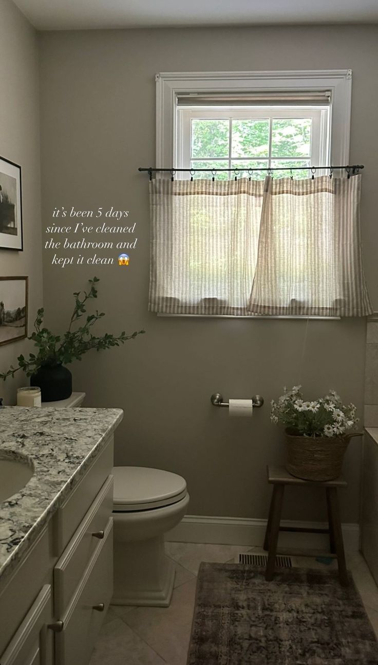 a bathroom with a sink, toilet and window