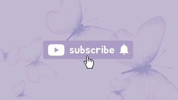 a purple background with butterflies and the word subscribe on it's side