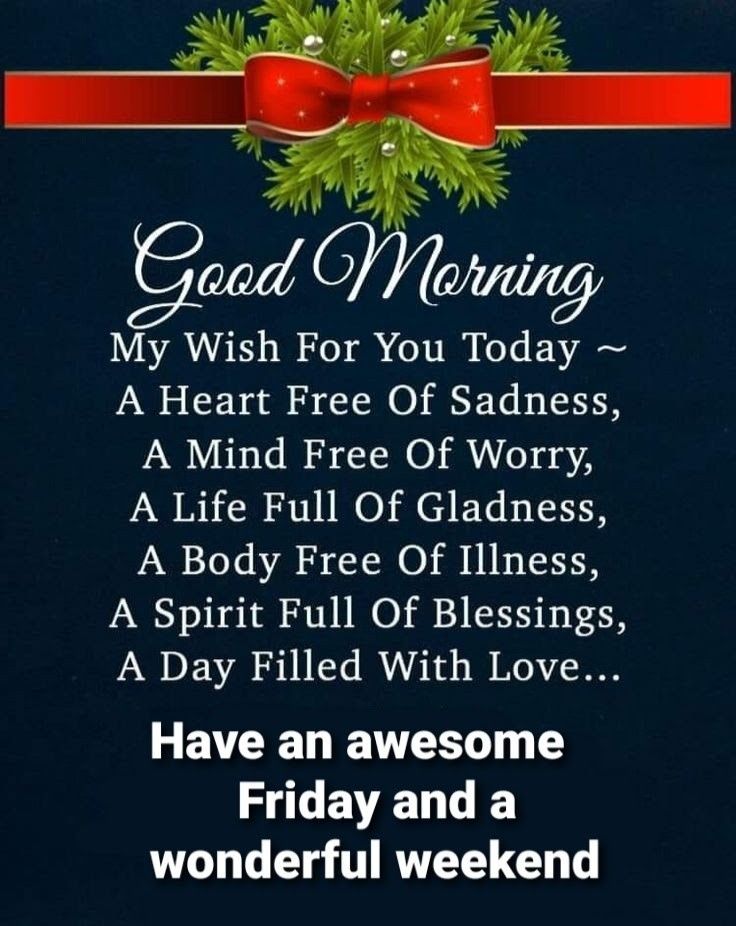 a christmas poem with the words good morning and a red bow on top of it