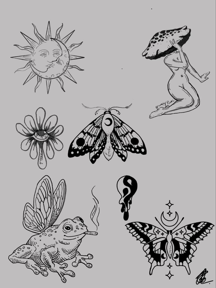 some different types of tattoos on a gray background