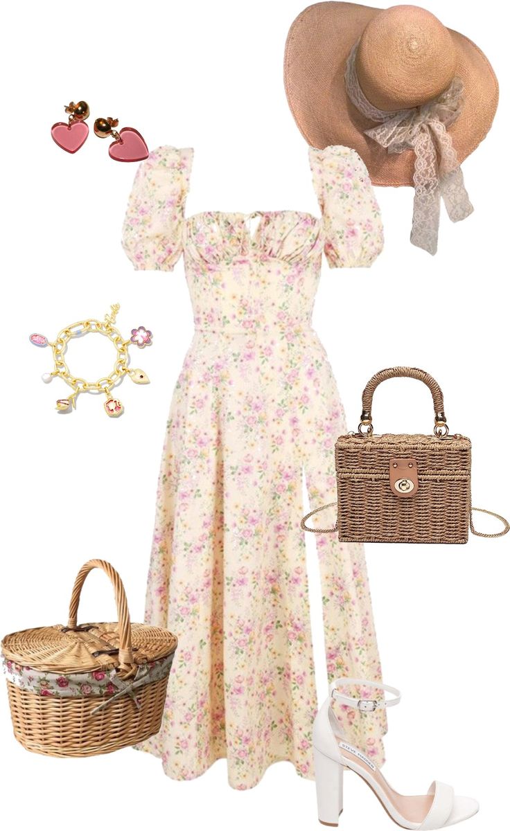 #dress#summer#pink#picnic#cottagecore#sweet#feminime#ootd#outfitinspo#outfit#inspo Outfit Inspo Board, Pink Picnic, Picnic Outfit, Outfit Yellow, Inspo Board, Yellow And Pink, Fashion Sets, Dress Summer, Fashion Set