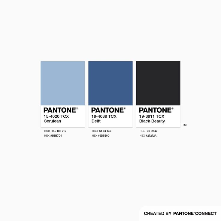 the pantone color scheme is shown in blue, black and white