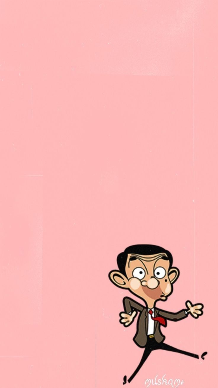 a cartoon character is running in front of a pink background