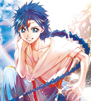 an anime character with blue hair sitting on the ground