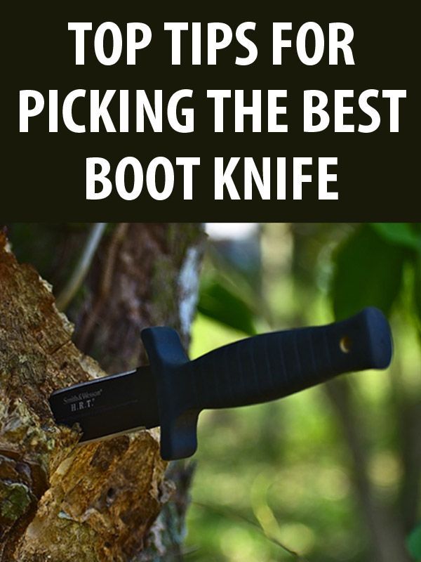 a knife stuck in a tree with the words top tips for picking the best boot knife