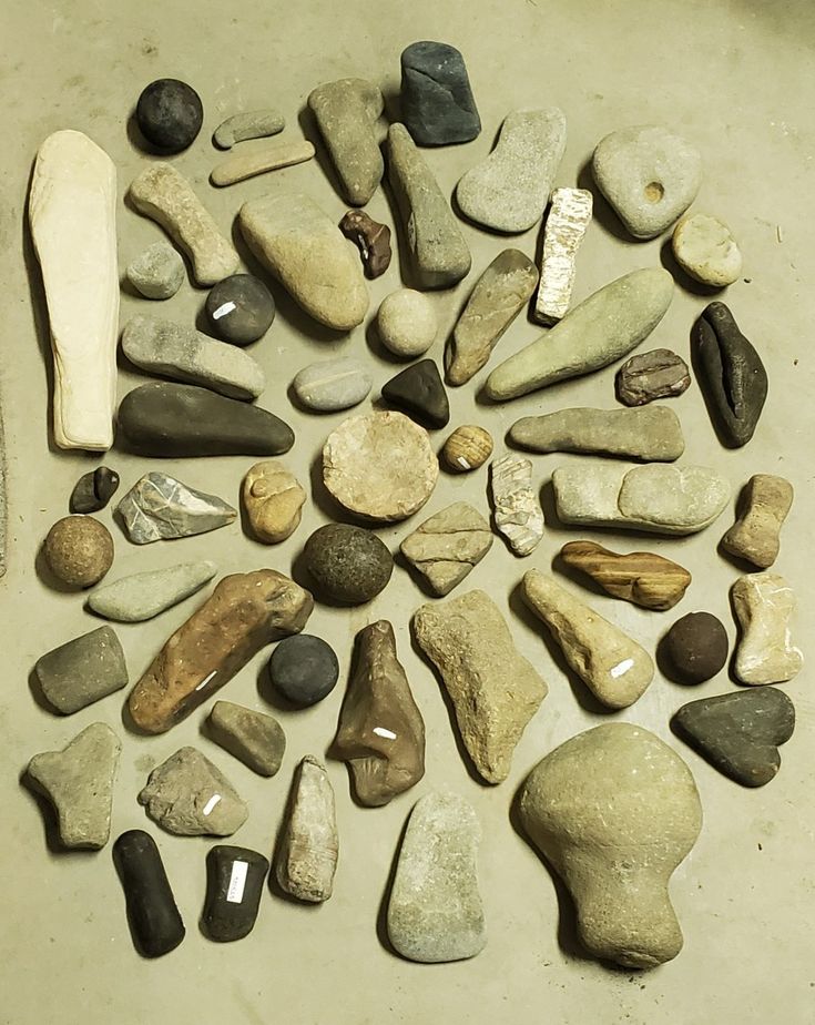 various rocks and stones arranged in a circle