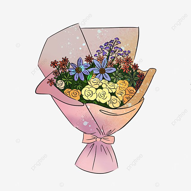 a bouquet of flowers wrapped in pink paper on a white background png and psd