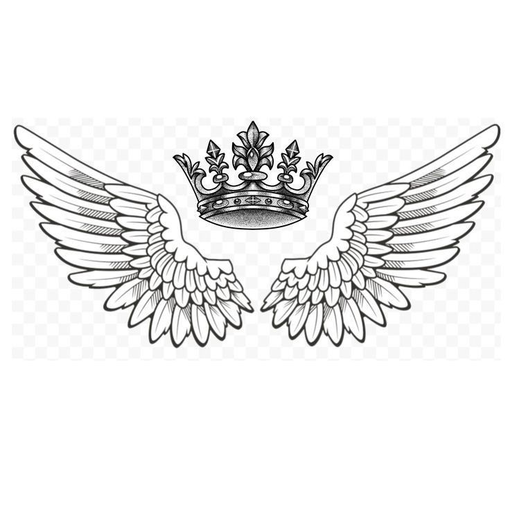 two wings with a crown on top