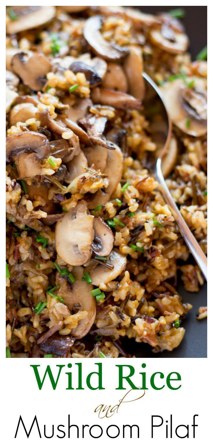 wild rice with mushrooms and chives on a plate