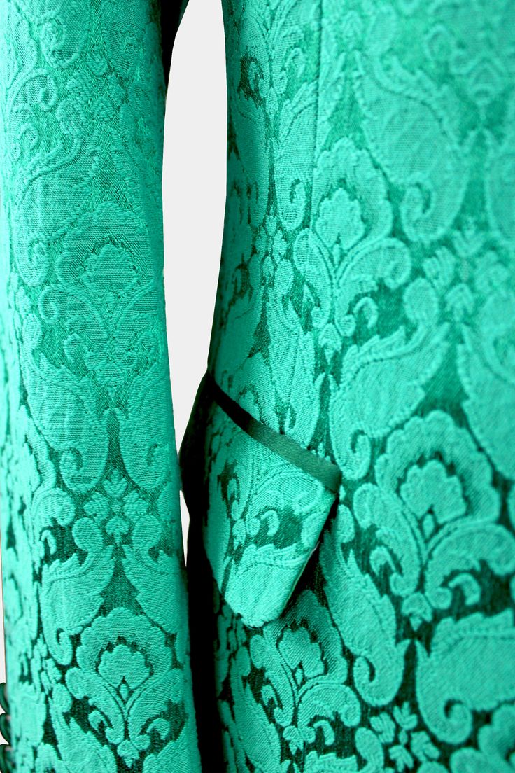 Teal Blue Suit, Suit For Prom, Patterned Blazer, Fancy Outfit, Green Tuxedo, Damask Design, Gq Men, Vest Waistcoat, Green Bridesmaid