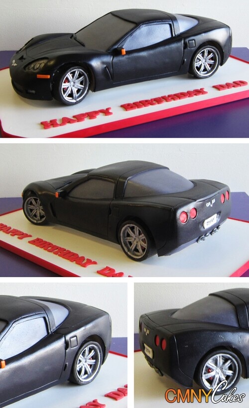 a car cake is shown in three different stages to make it look like an automobile